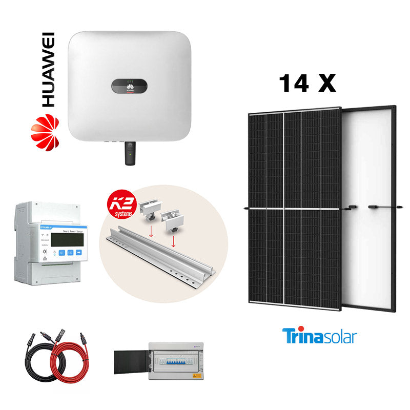 [FULL KIT 6 kW Huawei] Sistem fotovoltaic Trifazat on-grid hibrid cu 14 panouri Trina Solar 405 W