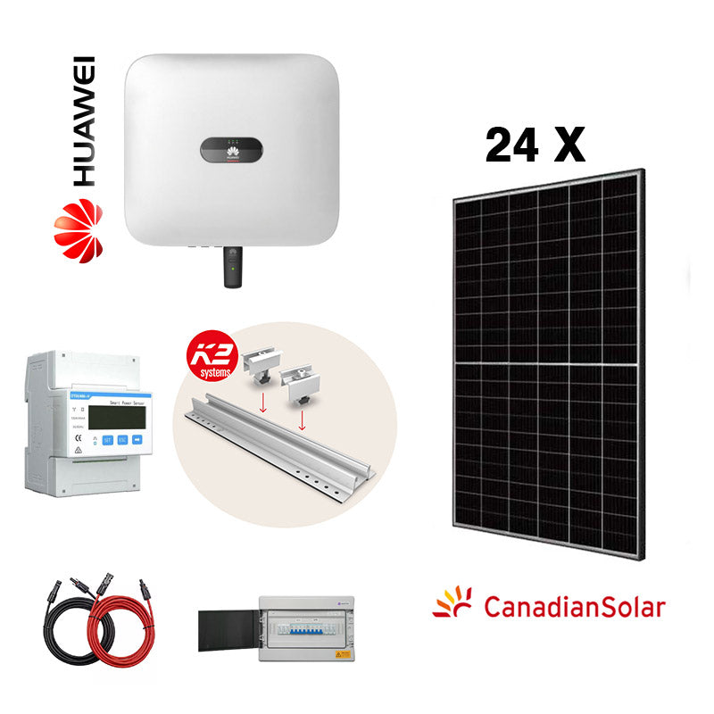 [FULL KIT 10 kW Huawei] Sistem fotovoltaic Trifazat on-grid hibrid cu 24 panouri Canadian Solar 410 W