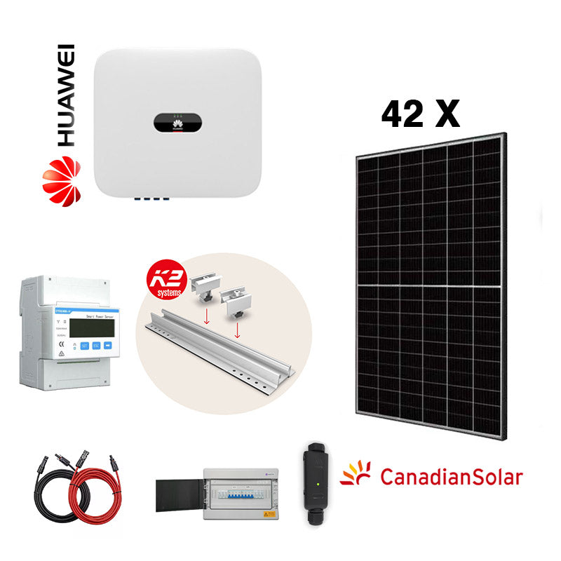[FULL KIT 17 kW Huawei] Sistem fotovoltaic Trifazat on-grid cu 42 panouri Canadian Solar 410 W
