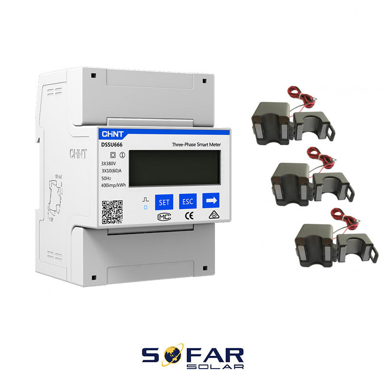 Contor trifazat CHiNT, Power meter, DTSU666, three-phase smart meter, Smart Power Sensor + 3 x CT split core 5/200A (SOFAR SOLAR)
